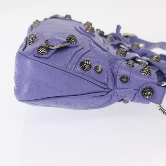 BALENCIAGA Neo Kagoul S Hand Bag Leather 2way Purple Silver 751523 Auth 158933SM