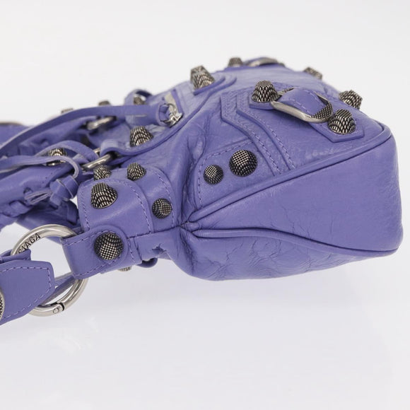 BALENCIAGA Neo Kagoul S Hand Bag Leather 2way Purple Silver 751523 Auth 158933SM