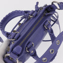 BALENCIAGA Neo Kagoul S Hand Bag Leather 2way Purple Silver 751523 Auth 158933SM-6