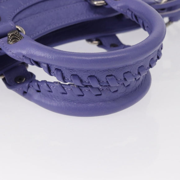 BALENCIAGA Neo Kagoul S Hand Bag Leather 2way Purple Silver 751523 Auth 158933SM