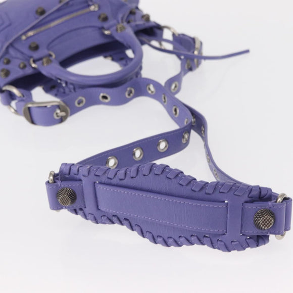 BALENCIAGA Neo Kagoul S Hand Bag Leather 2way Purple Silver 751523 Auth 158933SM