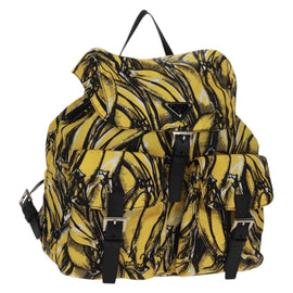 PRADA Backpack Nylon Yellow Silver Auth 158940SM