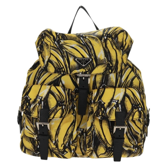 PRADA Backpack Nylon Yellow Silver Auth 158940SM