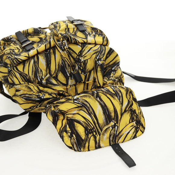 PRADA Backpack Nylon Yellow Silver Auth 158940SM