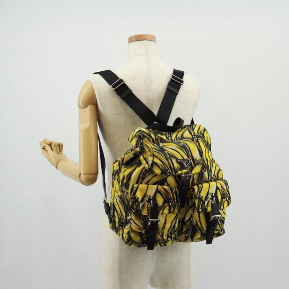 PRADA Backpack Nylon Yellow Silver Auth 158940SM