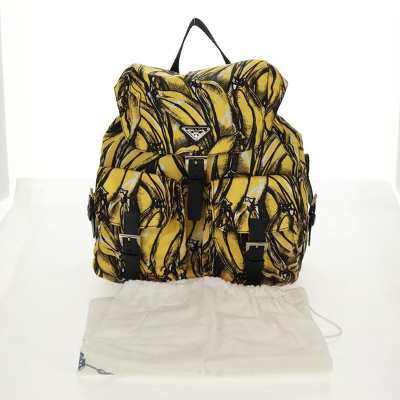 PRADA Backpack Nylon Yellow Silver Auth 158940SM