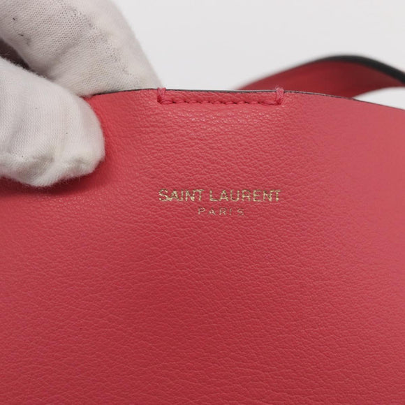 SAINT LAURENT Sac Shopping Tote Bag Leather Pink Gold Auth 158941A