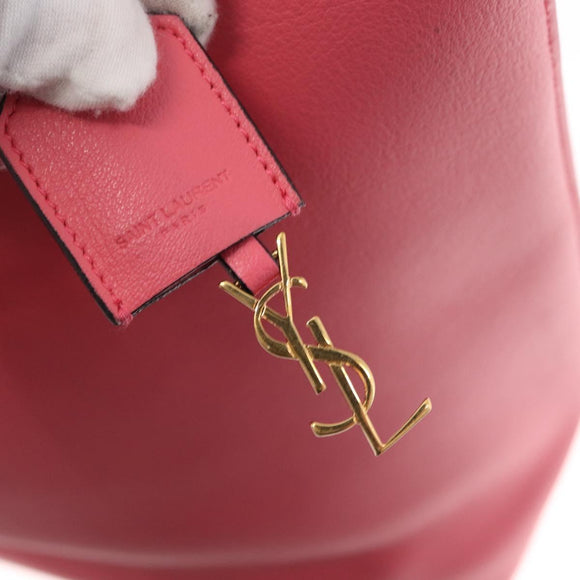 SAINT LAURENT Sac Shopping Tote Bag Leather Pink Gold Auth 158941A