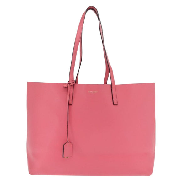 SAINT LAURENT Sac Shopping Tote Bag Leather Pink Gold Auth 158941A