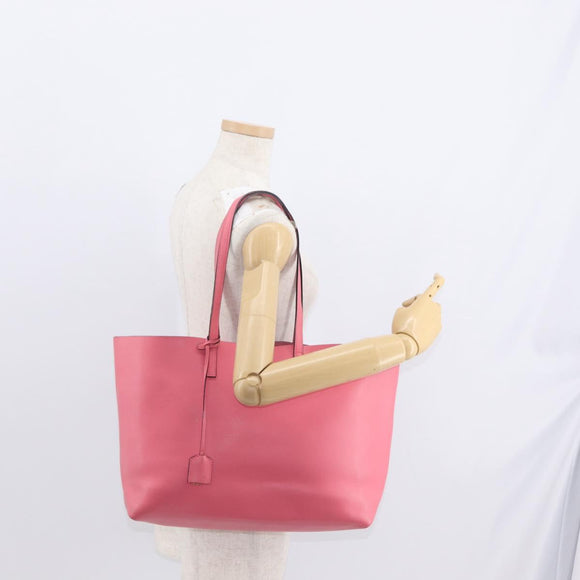 SAINT LAURENT Sac Shopping Tote Bag Leather Pink Gold Auth 158941A