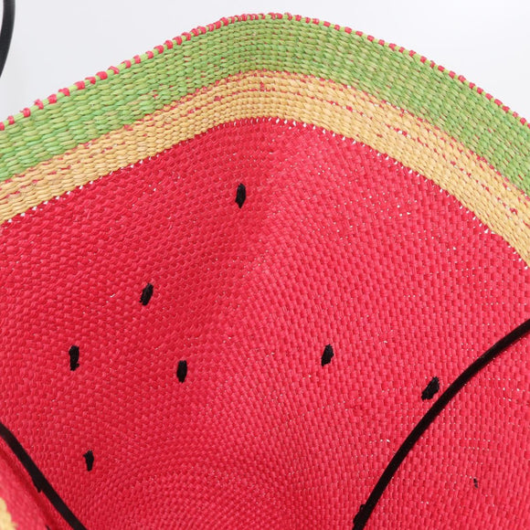 LOEWE Tote Bag Straw 2way Red Auth 158943SAV