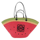 LOEWE Tote Bag Straw 2way Red Auth 158943SAV-2