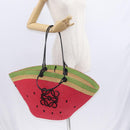LOEWE Tote Bag Straw 2way Red Auth 158943SAV-20