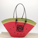 LOEWE Tote Bag Straw 2way Red Auth 158943SAV-21