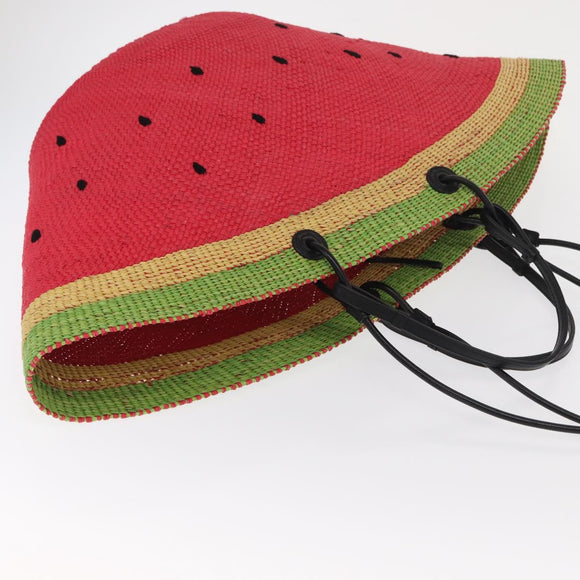 LOEWE Tote Bag Straw 2way Red Auth 158943SAV