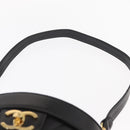 CHANEL V Stitch Vanity Hand Bag Lamb Skin 2way Black Gold CC Auth 158944SAV-10