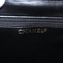 CHANEL V Stitch Vanity Hand Bag Lamb Skin 2way Black Gold CC Auth 158944SAV-17