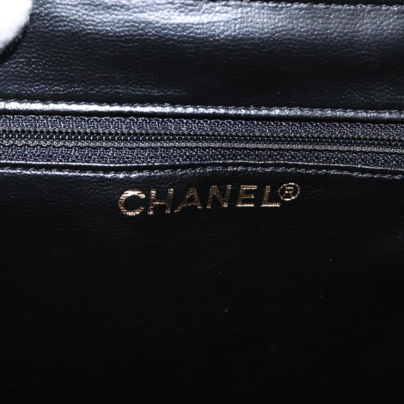 CHANEL V Stitch Vanity Handtasche Lammleder 2way Schwarz Gold CC Auth 158944SAV