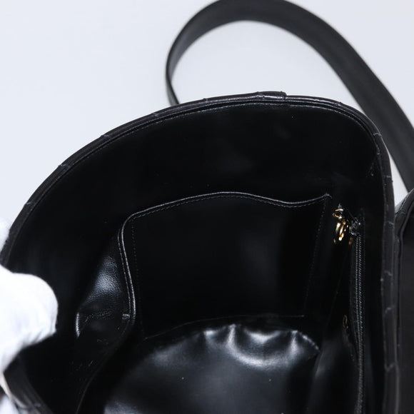 CHANEL V Stitch Vanity Handtasche Lammleder 2way Schwarz Gold CC Auth 158944SAV