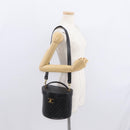 CHANEL V Stitch Vanity Hand Bag Lamb Skin 2way Black Gold CC Auth 158944SAV-26