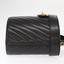 CHANEL V Stitch Vanity Hand Bag Lamb Skin 2way Black Gold CC Auth 158944SAV-4