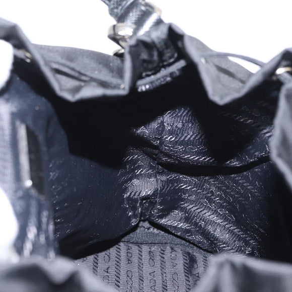 PRADA Hand Bag Nylon 2way Black Silver Auth 158945SAM