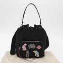 PRADA Hand Bag Nylon 2way Black Silver Auth 158945SAM-12