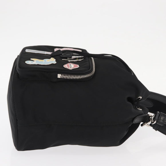 PRADA Hand Bag Nylon 2way Black Silver Auth 158945SAM