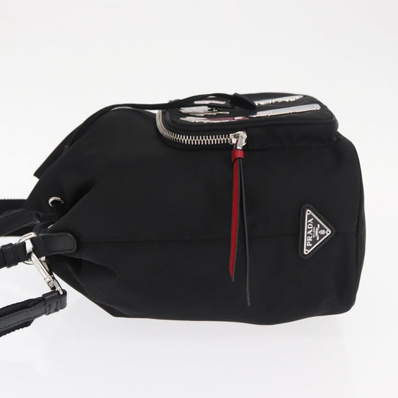 PRADA Hand Bag Nylon 2way Black Silver Auth 158945SAM