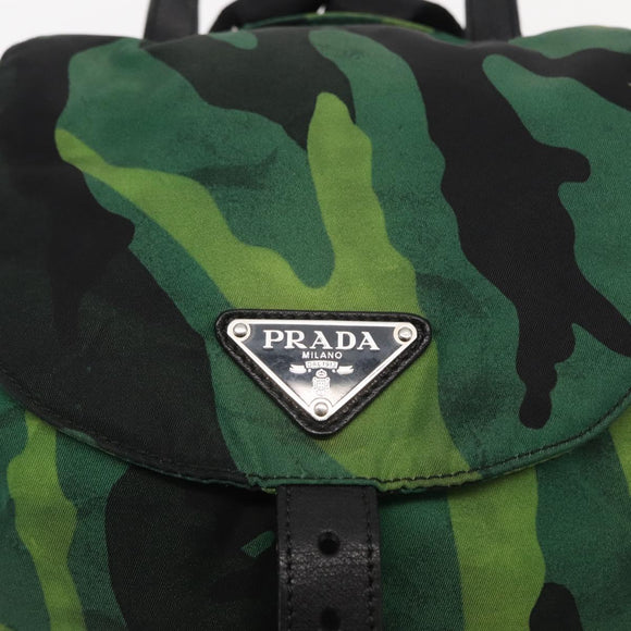 PRADA Backpack Nylon Green Silver Auth 158946V