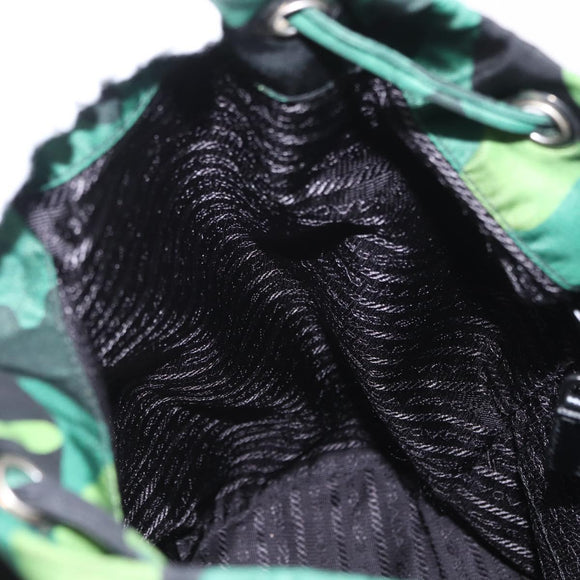 PRADA Backpack Nylon Green Silver Auth 158946V