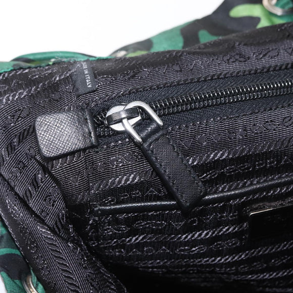 PRADA Backpack Nylon Green Silver Auth 158946V