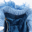 PRADA Hand Bag Raffia Blue Gold Auth 158947V-19