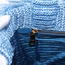 PRADA Hand Bag Raffia Blue Gold Auth 158947V-22