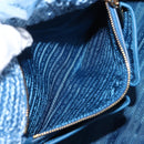 PRADA Hand Bag Raffia Blue Gold Auth 158947V-23
