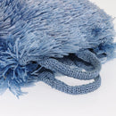 PRADA Hand Bag Raffia Blue Gold Auth 158947V-6