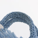 PRADA Hand Bag Raffia Blue Gold Auth 158947V-8