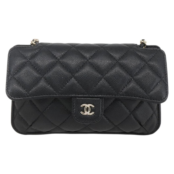 CHANEL Matelasse Chain Eco bag Bag Caviar Skin Black Gold CC Auth 158950SAM
