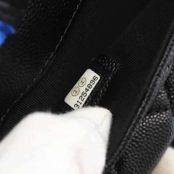 CHANEL Matelasse Chain Eco bag Bag Caviar Skin Black Gold CC Auth 158950SAM