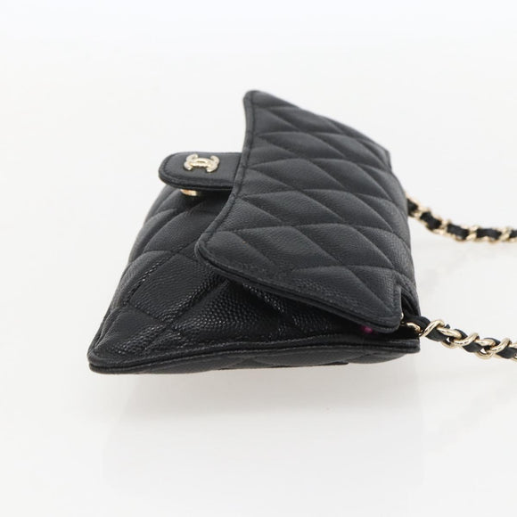 CHANEL Matelasse Chain Eco bag Bag Caviar Skin Black Gold CC Auth 158950SAM