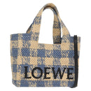 LOEWE Hand Bag Raffia 2way Light Blue Silver Auth 158951SAV-1