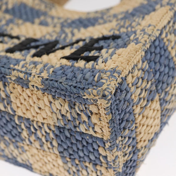 LOEWE Hand Bag Raffia 2way Light Blue Silver Auth 158951SAV