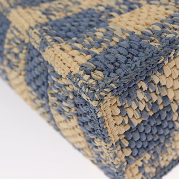 LOEWE Hand Bag Raffia 2way Light Blue Silver Auth 158951SAV