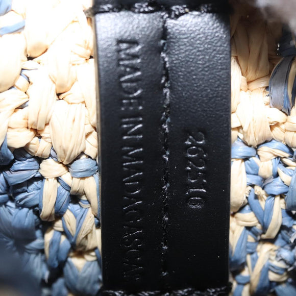 LOEWE Hand Bag Raffia 2way Light Blue Silver Auth 158951SAV