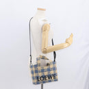 LOEWE Hand Bag Raffia 2way Light Blue Silver Auth 158951SAV-21