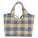 LOEWE Hand Bag Raffia 2way Light Blue Silver Auth 158951SAV-2