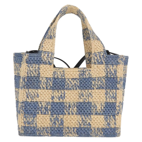 LOEWE Hand Bag Raffia 2way Light Blue Silver Auth 158951SAV