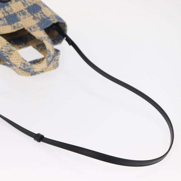 LOEWE Hand Bag Raffia 2way Light Blue Silver Auth 158951SAV