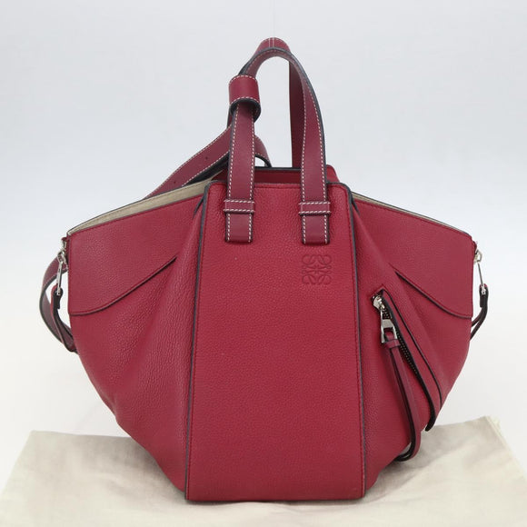 LOEWE Hammock Hand Bag Leather 2way Bordeaux Silver Auth 158952SAV