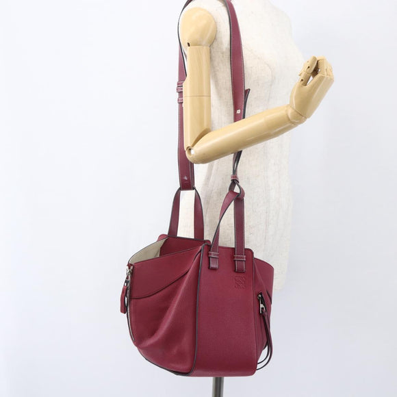 LOEWE Hammock Hand Bag Leather 2way Bordeaux Silver Auth 158952SAV